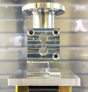 Aluminum microwave communications part was machined with a ball endmill. Algeb CNC Machining used Mastercam 3+2 machining to perform two operations on one machine instead of two, saving valuable set-up time.